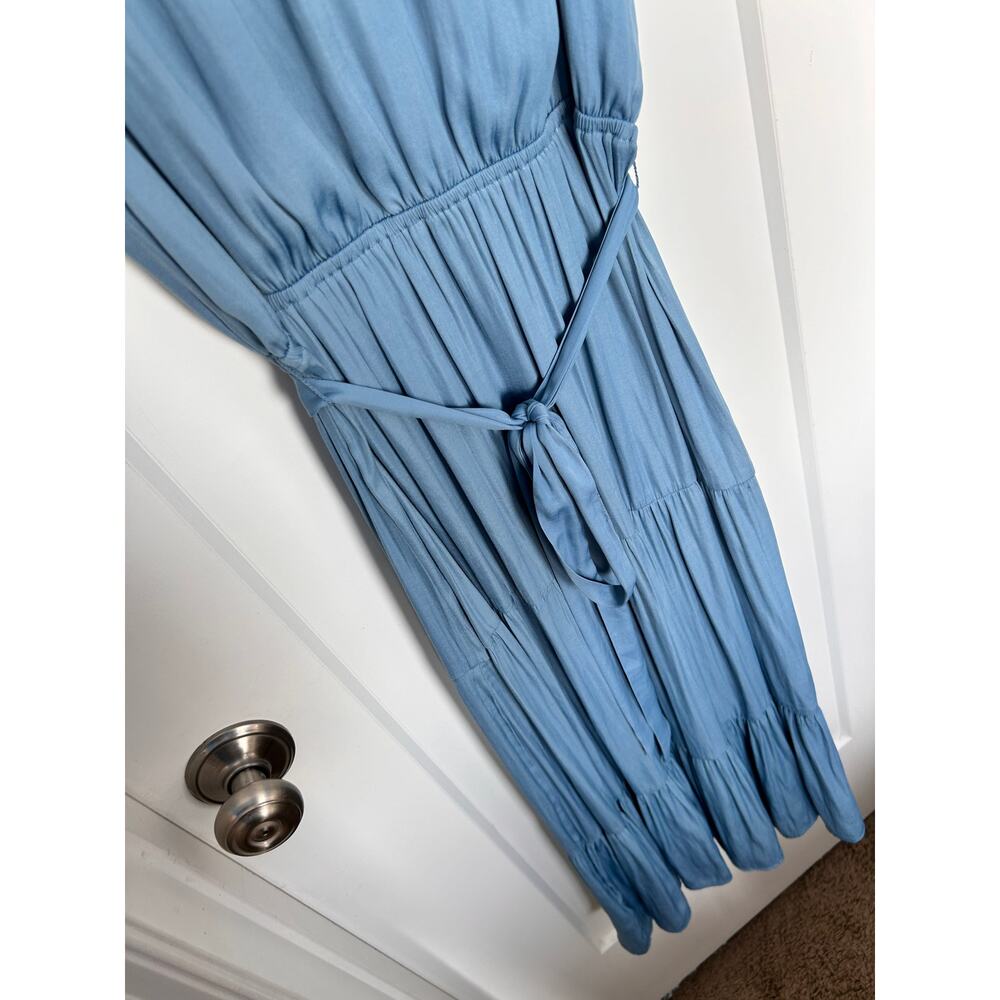 NWT Loft Women's Ruffle Tiered Midi Dress Flutter Sleeve Cornflower‎ Blue Small - Picture 5 of 13